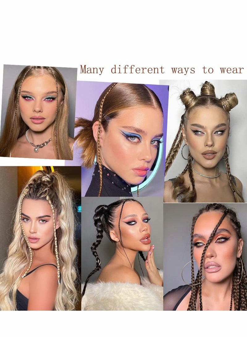 Excefore Baby Braids Hair Extensions, 4PCS Tiny Extensions 17 Long Natural Soft Synthetic Hairpieces for Women Daily Wear - Black - Image 3