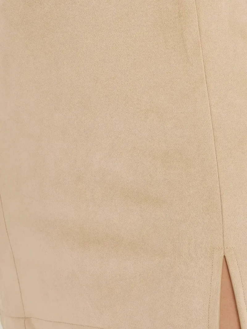 HICCUP High Waist Mini Suede Skirt with Slit