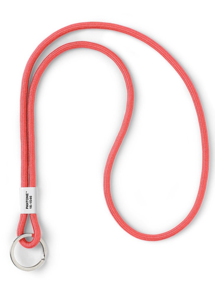 Pantone Long Key Chain - Premium Living Coral Lanyard - Durable Nylon Neck Strap for Keys & ID - Sleek Travel Accessory