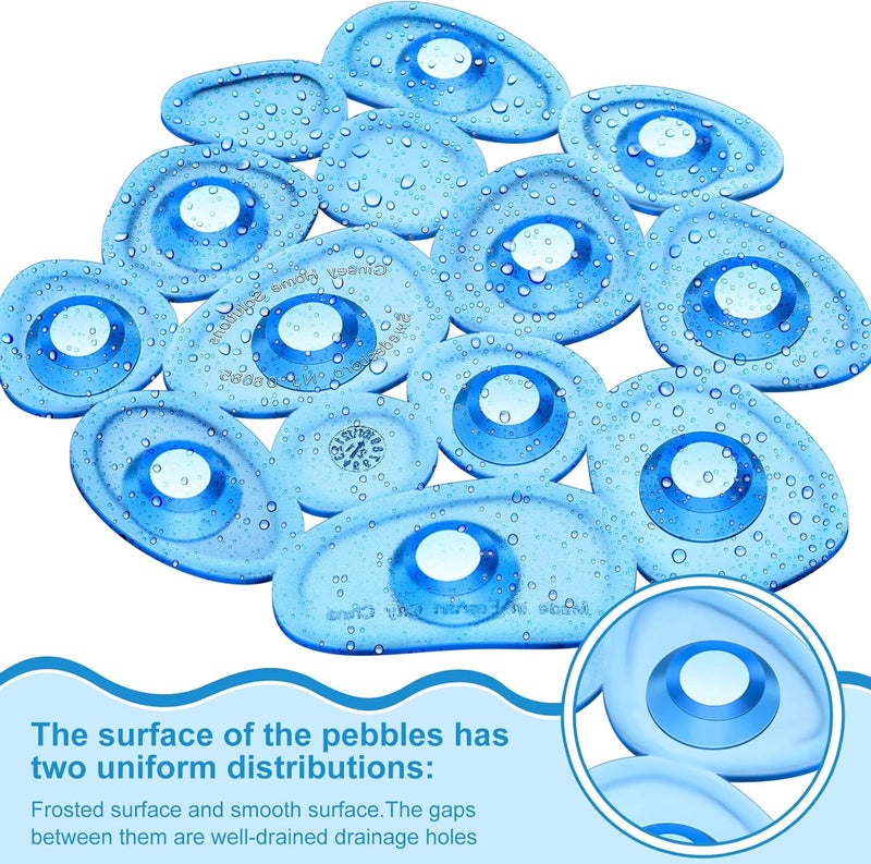 Riakrum 12 Counts Pebble Bath Treads Bathtub Non Slip Stickers Pebble Bath Mat Non Slip Bath Tub and Shower Mat with Suction Cups, Machine Washable - Image 4