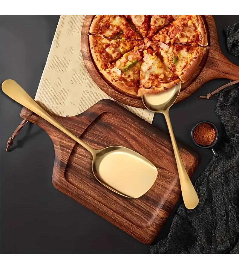 5 ملاعق ذهبية من الفولاذ المقاوم للصدأ طويلة المقبض مصقولة بالمرآة لملعقة البوفيه - Image 5