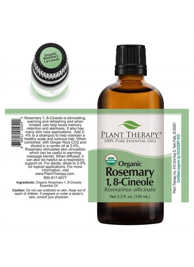 Plant Therapy - Organic Rosemary Essential Oil 100% Pure, USDA Certified Organic, Undiluted, Natural Aromatherapy, Therapeutic Grade 100 mL (3.3 oz) - Image 1