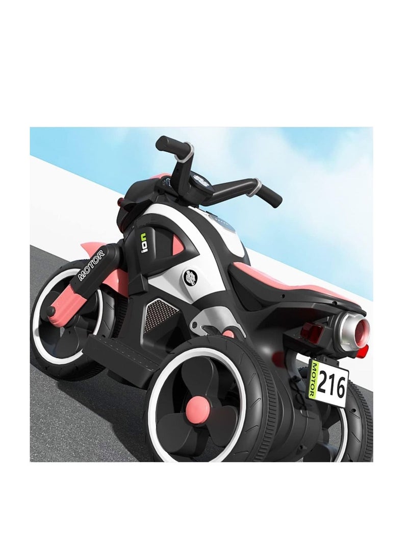 Ntech نموذج NTECH الجديد لعبة ركوب للأطفال مع موسيقى وضوء 3 عجلات سيارة بطارية قابلة للشحن دراجة نارية للأطفال من 2-7 سنوات يمكن للأولاد والبنات الجلوس في سيارة اللعبة سكوتر دراجة نارية كهربائية للأطفال، اللون أحمر - Image 3