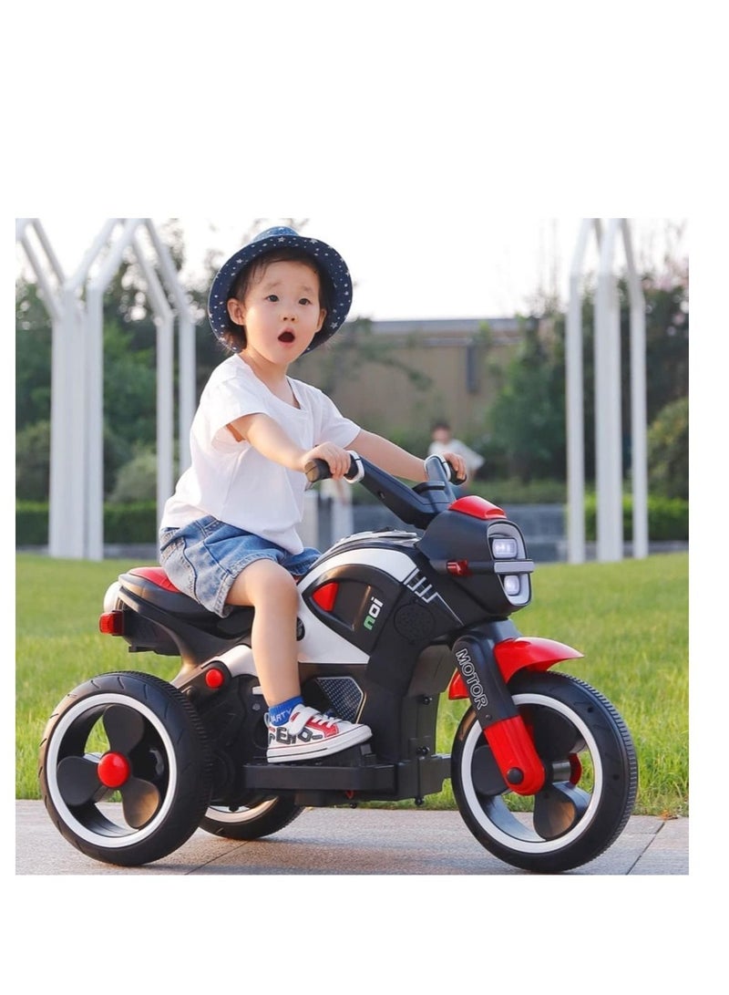 Ntech نموذج NTECH الجديد لعبة ركوب للأطفال مع موسيقى وضوء 3 عجلات سيارة بطارية قابلة للشحن دراجة نارية للأطفال من 2-7 سنوات يمكن للأولاد والبنات الجلوس في سيارة اللعبة سكوتر دراجة نارية كهربائية للأطفال، اللون أحمر - Image 4