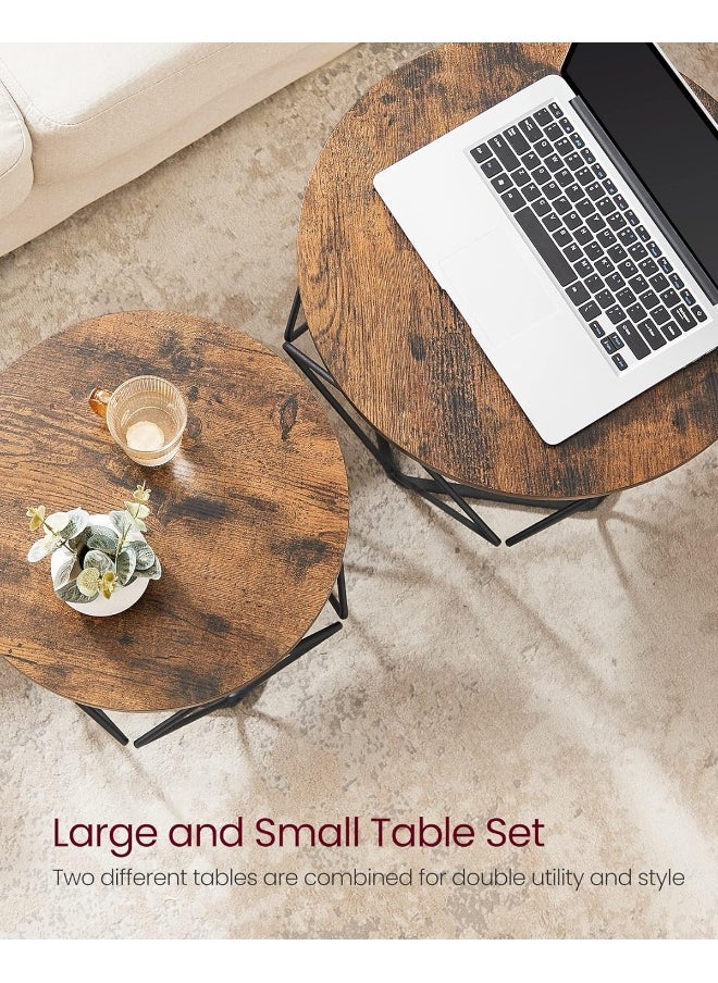 VASAGLE - Coffee Side Table Set Of 2, End Table With Steel Frame, For Living Room, Bedroom, Office, Rustic Brown And Black Ulet040B01 - Image 1