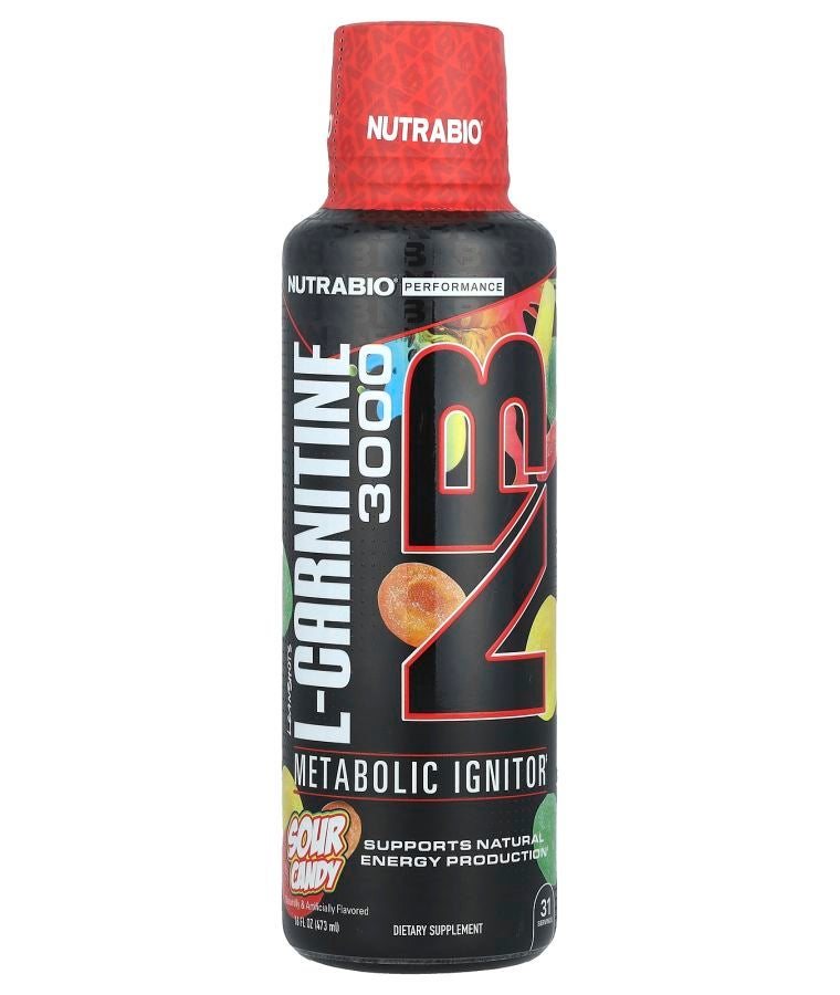 NutraBio Lean Shots L-Carnitine 3000 Sour Candy 16 fl oz (473 ml)