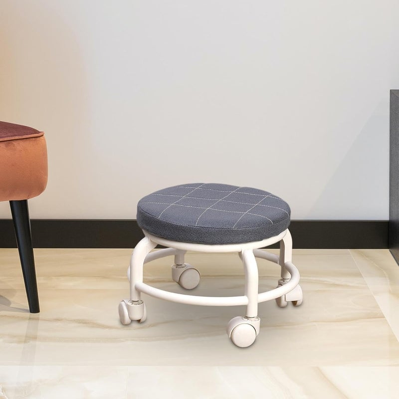 SEVIA Low Roller Round Seat Movable Mini Stool Footrest Multifunctional Small Shoe Stool Seat Pulley Wheel Stool for Fitness Barber Salons Kitchen - Image 1