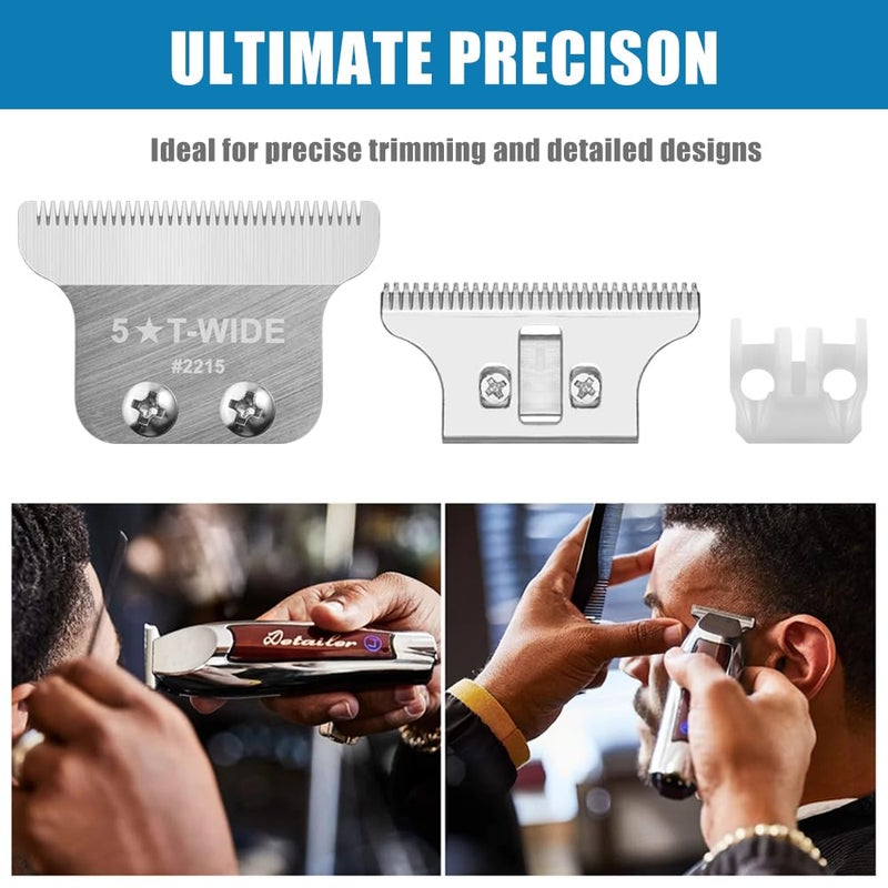 Manxrtod 2215 Replacement T Wide Blades for Wahl 5 Star Detailer Li Trimmer 8081 and 8171 - Adjustable Stainless-steel Zero-Gap Trimmer Blade, Silver - Image 5