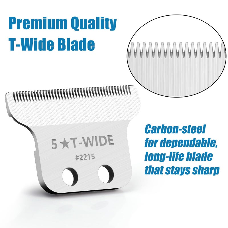 Manxrtod 2215 Replacement T Wide Blades for Wahl 5 Star Detailer Li Trimmer 8081 and 8171 - Adjustable Stainless-steel Zero-Gap Trimmer Blade, Silver - Image 3