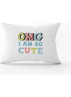 Cango Home White Blue I Am So Cute Written Digital Printed Cushion Pillow Case - CGH429-3550 Double Sided Printed 