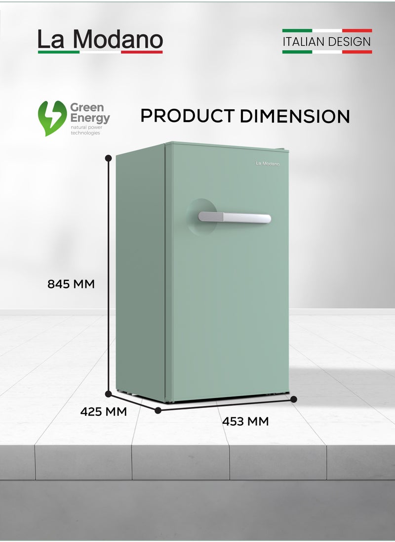 La Modano - La Modano Compact 90L Gross Capacity Single Door Refrigerator with Mechanical Control, Defrost Function, R600a Refrigerant, Inner Light, 2 Glass Shelves, 6 Bottle Racks, and Handle – Energy Efficient, Space-Saving, Ideal for Home, Dorm, or Office Use – 70W Power, 220-240V, Inside Condenser, Modern Compact Cooling Solution - Image 1