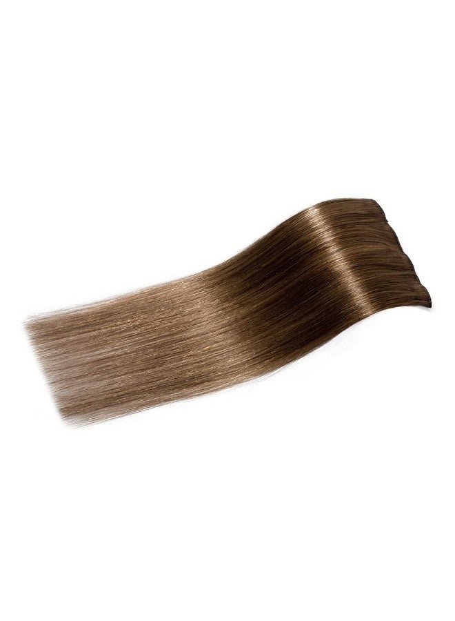 Hairro Clip In Human Hair Extensions Thin 10 Inch 6 Light Brown Short Straight Clip On Human Hairpieces 4Pcs 8 Clips Double Drawn For Women 40G Half Head  - Image 3