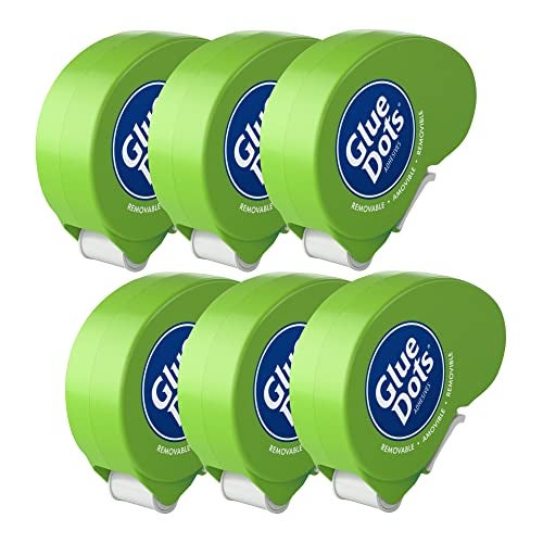Glue Dots, Removable Dots Dot N' Go Dispenser, Double-Sided, 3/8", .38 Inch, 1200 Dots, DIY Craft Glue Tape, Sticky Adhesive Glue Points, Liquid Glue Alternative, Clear, 6 Pack - Image 1