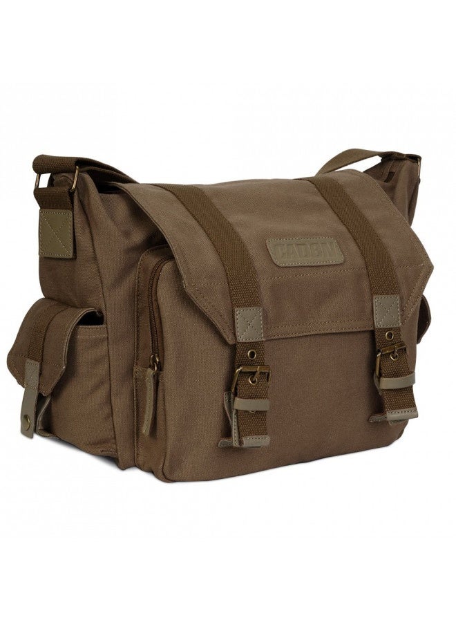 Caden Camera Bag Case Canvas Compatible For Nikon, Canon, Sony Dslr/Slr Mirrorless Camera With Tripod Holder, Camera Shoulder Messenger Bag For Men/Women Brown - Image 1