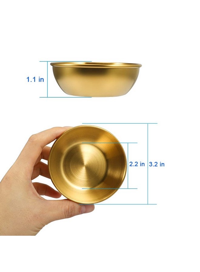 Amytalk 8 Pack 3.2inch Stainless Steel Sauce Dishes Mini Individual Saucers Bowl Round Seasoning Dishes Sushi Dipping Bowl Appetizer Plates, Golden - Image 2