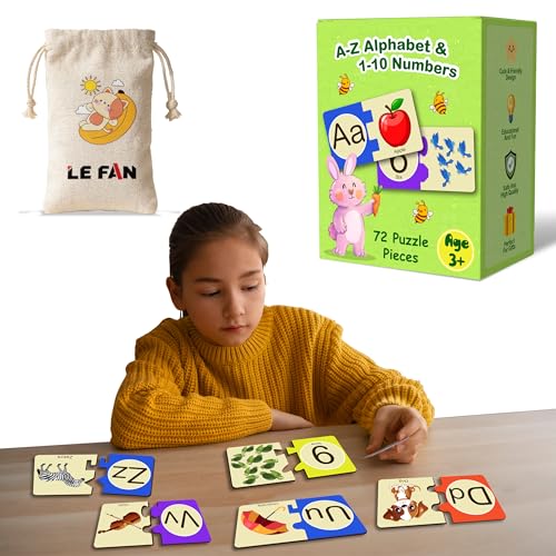 Lefan Alphabet and Number Block Joint Puzzle Wooden Jigsaw Puzzle Toy for Toddlers – Learn A-Z & 1-10 Matching Blocks – Educational Montessori Learning Toy for Kids Age 2 3 4 5 6 Years - Image 5
