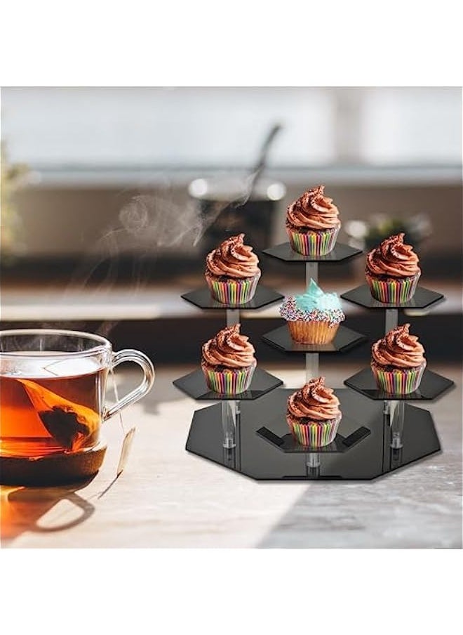 Acrylic Display Risers,Display Riser,Cupcake Display Stand Steps, Organizer Shelf Stand for Figures,Cosmetics