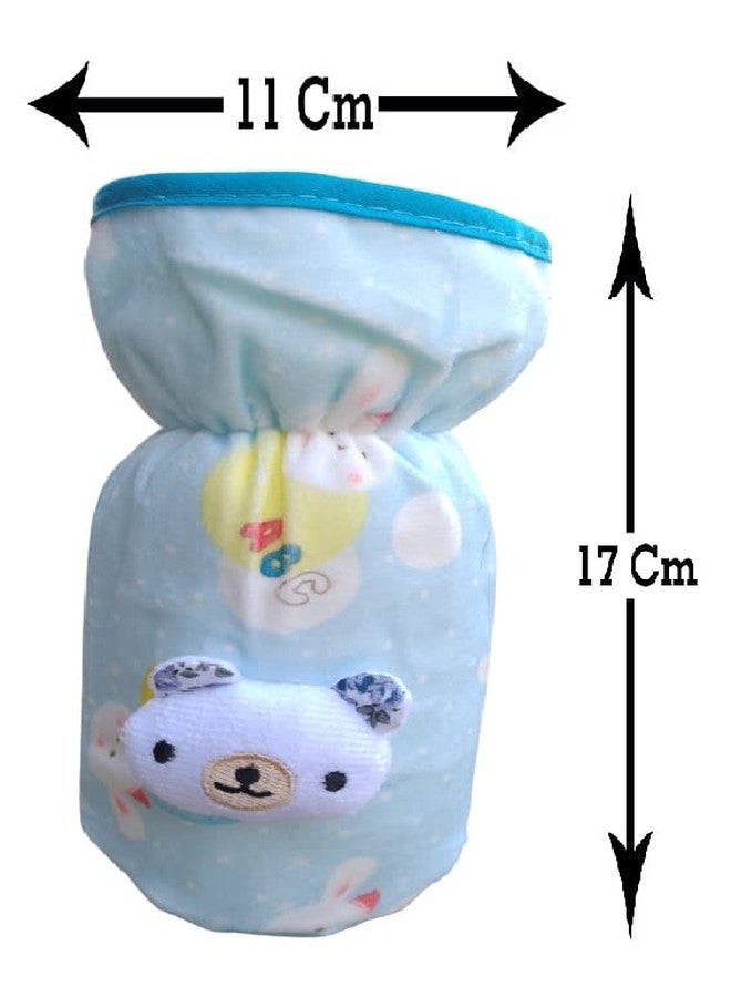 Lappu Baby's Cute Velvet Milk Feeding Bottle Covers for 240ml , 250ml , 260ml Bottles | Feeding Bottle Covers (330- Blue) - Image 2