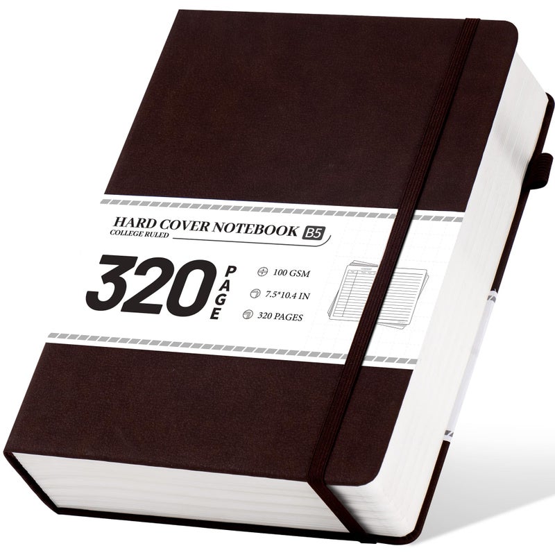 Cagie B5 Journal Notebook For Men Women 320 Pages 100 Gsm Paper Vintage Journaling Notebooks A5 Hardcover Leather Journals For Writing Travel Work Note Taking Diary  7.6X10 In  Dark Brown - Image 1