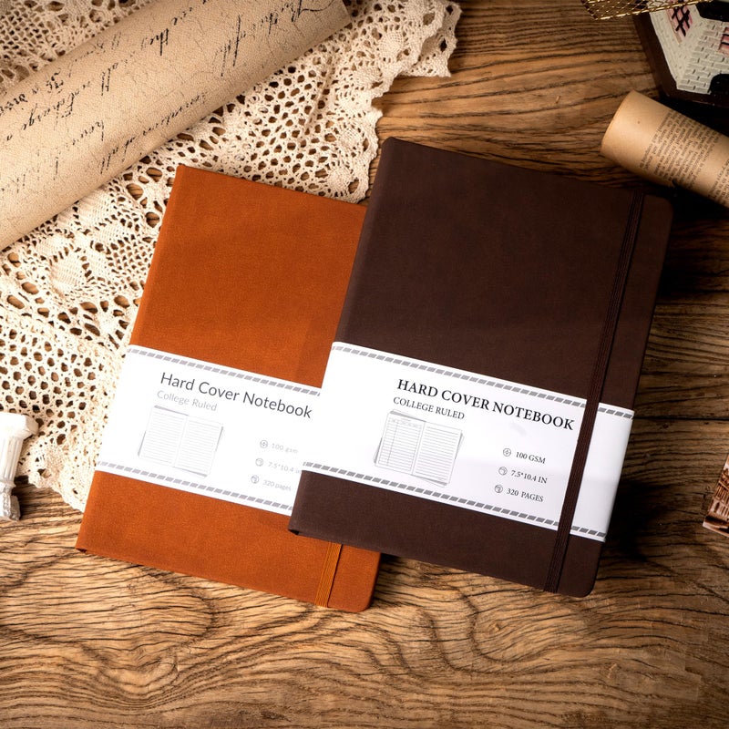 Cagie B5 Journal Notebook For Men Women 320 Pages 100 Gsm Paper Vintage Journaling Notebooks A5 Hardcover Leather Journals For Writing Travel Work Note Taking Diary  7.6X10 In  Dark Brown - Image 2