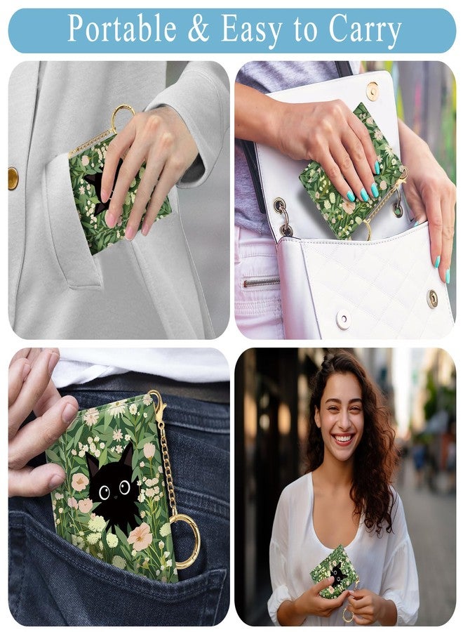 Jogjam Black Cat Floral Womens Wallet, Small Slim RFID Blocking Card Wallets, Cute Trifold PU Leather Card Holder Wallet Organizer, Mini Pocket Cash Wallet with 7 Card Slots ID Window for Girls Ladies - Image 3