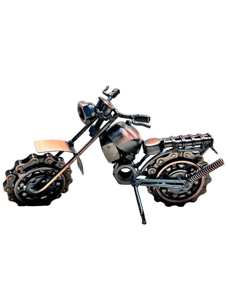 Cottage Handicraft Metal Bike Vintage Motor Bike Figurine Scrap Metal Art Item Showpiece for Home Decor Vehicles Sculpture Desk Bookshelf Bronze  - Image 1