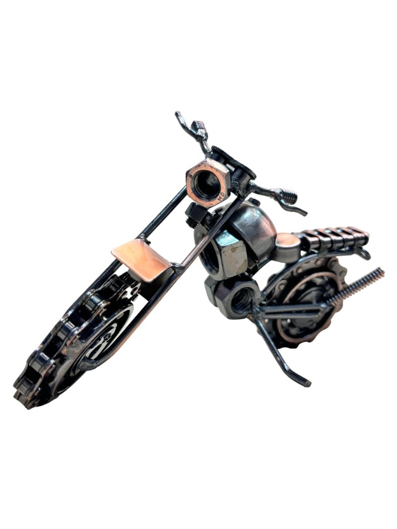 Cottage Handicraft Metal Bike Vintage Motor Bike Figurine Scrap Metal Art Item Showpiece for Home Decor Vehicles Sculpture Desk Bookshelf Bronze  - Image 2