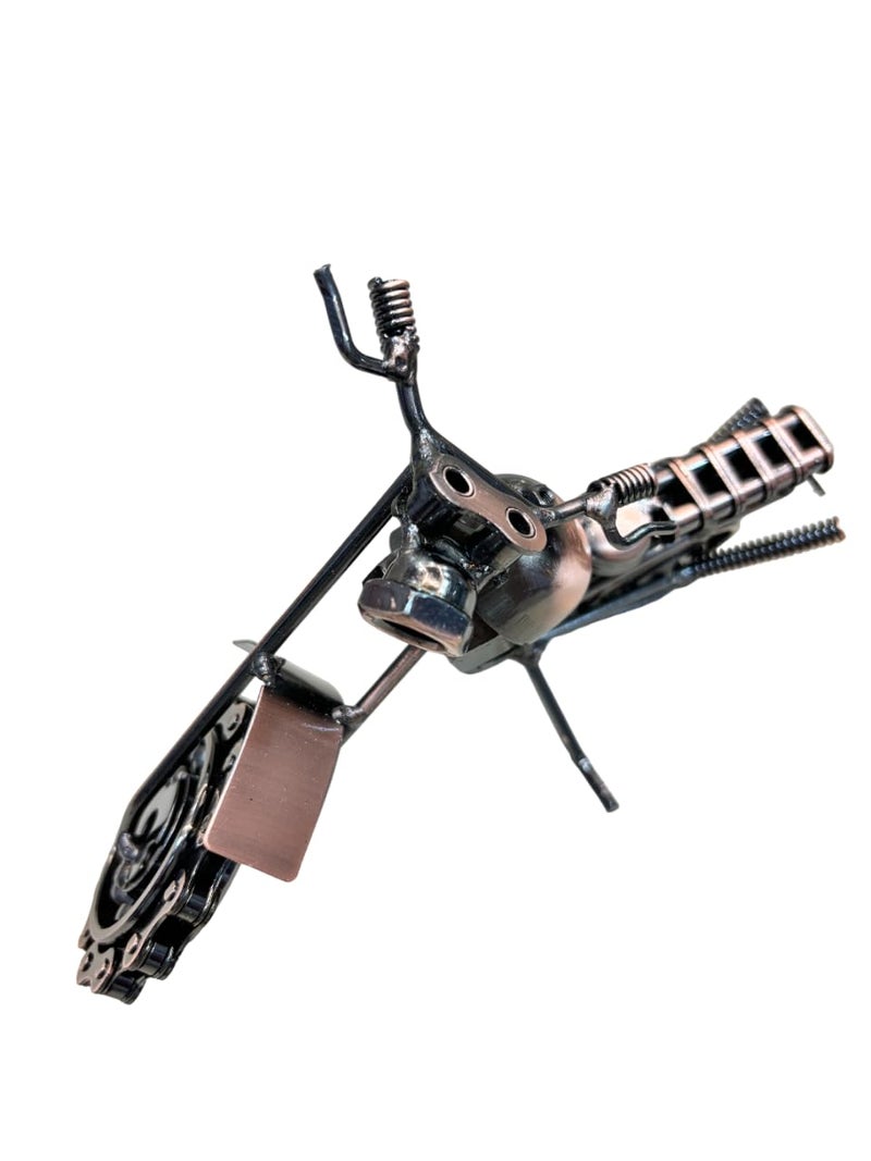 Cottage Handicraft Metal Bike Vintage Motor Bike Figurine Scrap Metal Art Item Showpiece for Home Decor Vehicles Sculpture Desk Bookshelf Bronze  - Image 3