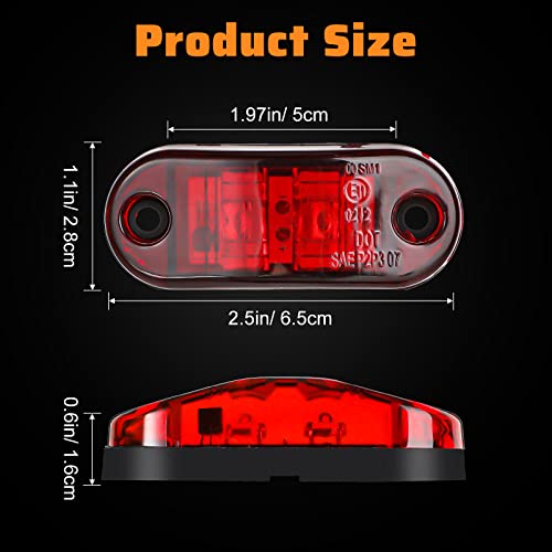 Funtery 40 Pcs 2.5 Inch 2 Diode Trailer Marker Lights Waterproof Sealed Light Double Bullseye LED Trailer Lights Kit 2.5" Side Marker Light Oval Trailer Running Lights for RV Camper Truck Boat, Red and Amber - Image 2