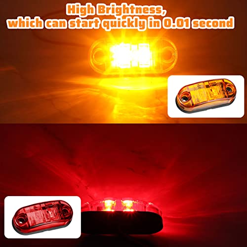 Funtery 40 Pcs 2.5 Inch 2 Diode Trailer Marker Lights Waterproof Sealed Light Double Bullseye LED Trailer Lights Kit 2.5" Side Marker Light Oval Trailer Running Lights for RV Camper Truck Boat, Red and Amber - Image 3