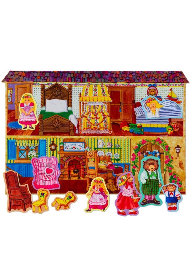 ليتل فوك فيجوالز مجموعة من 10 قطع من شخصيات Goldilocks & The Three Bears المصنوعة من الفلانيل/اللباد مسبقة القطع  - Image 1