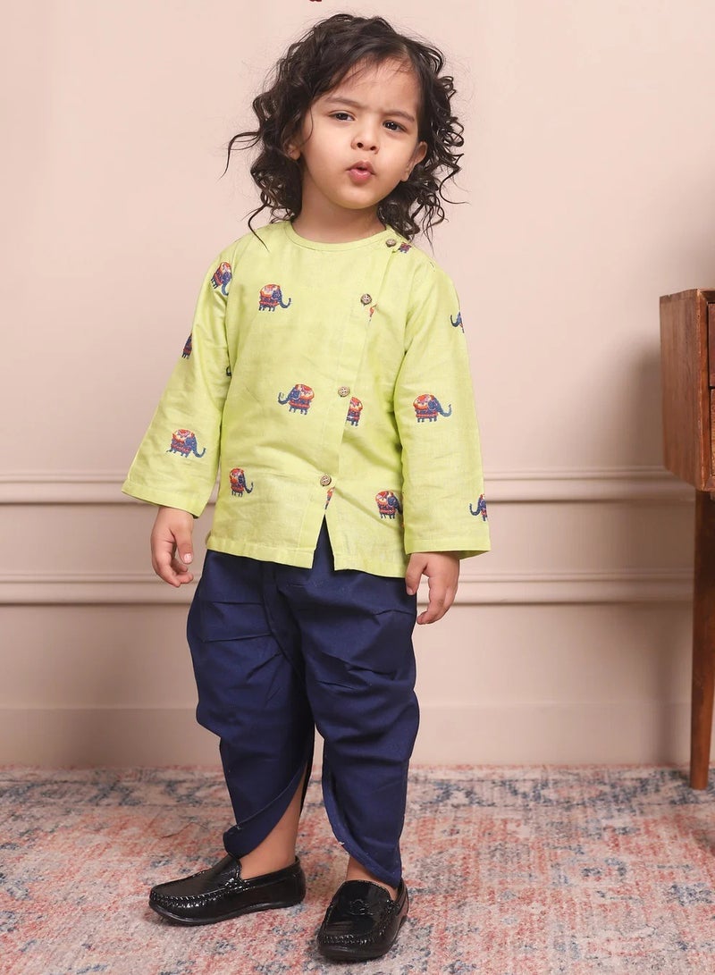 بولكاتوتس بلوزة أنجراكا مطرزة على شكل فيل بأكمام طويلة من Polka Tots مع دوتي - باللون الأخضر  - Image 4
