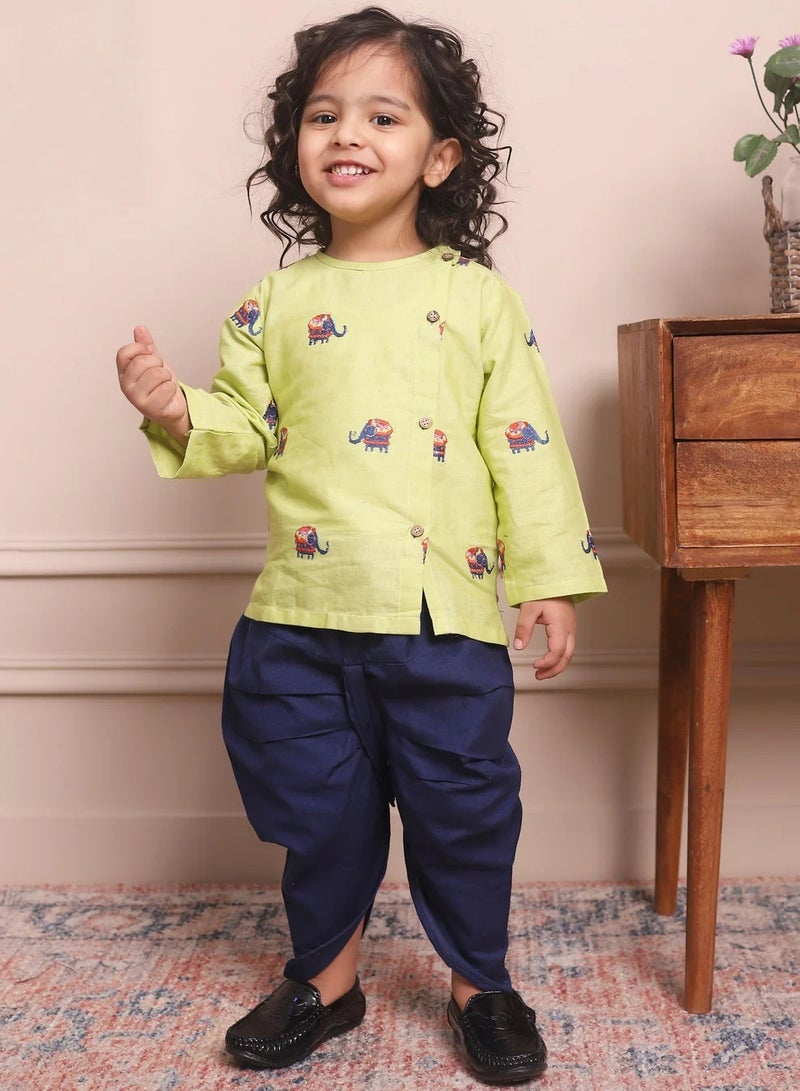 بولكاتوتس بلوزة أنجراكا مطرزة على شكل فيل بأكمام طويلة من Polka Tots مع دوتي - باللون الأخضر  - Image 5