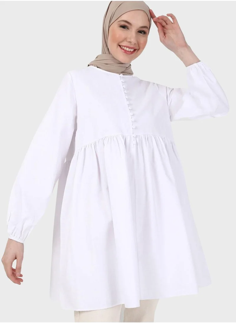 Refka by modanisa Button Detail Tiered Tunic