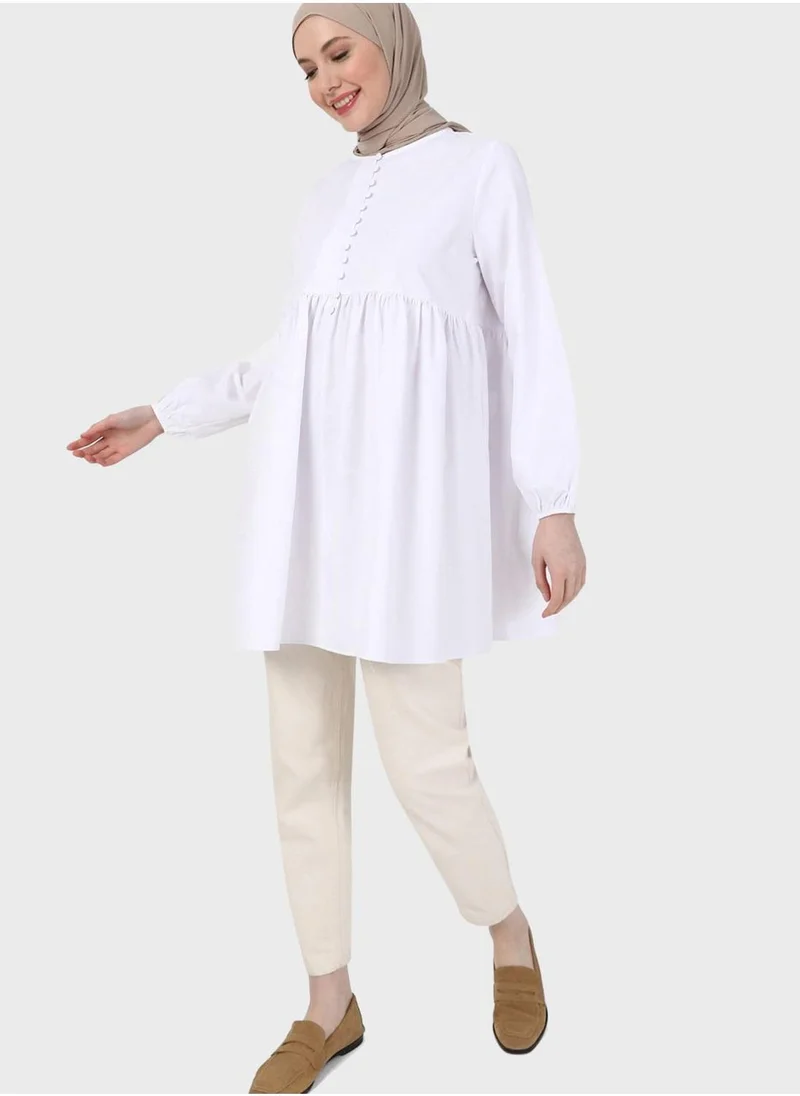 Refka by modanisa Button Detail Tiered Tunic