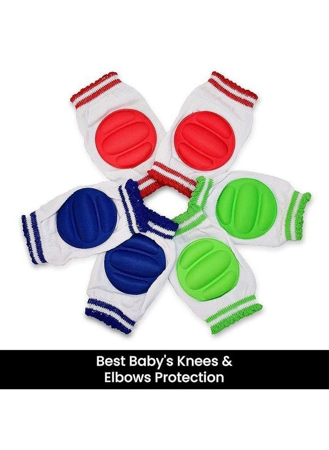 WeKidz - WeKidz Unisex Baby Knee Pads for Crawling And Elbow Safety Protector, Stretchable Anti-Slip Padded Elastic Soft Cotton Comfortable Knee Cap for Kids | Learn to Crawl Socks (2, Blue) - Image 1