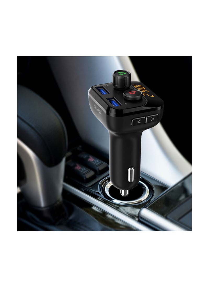 porodo - Wireless FM Transmitter With Dual USB Port(3.4A QC3.0 ) - Image 1