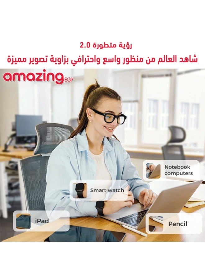 amazing.EGP M01 Pro Smart Glasses with AI Camera, 1080P Video Recording, Bluetooth Audio, Real-Time Translation, WiFi Connectivity, Black (CLEAR lenses) - Image 4