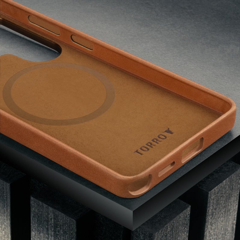 TORRO Case Compatible with Samsung Galaxy S26 Ultra 5G 2026 - Premium Leather MagSafe Charging Compatible, Slim Bumper Case (Light Brown) - Image 5