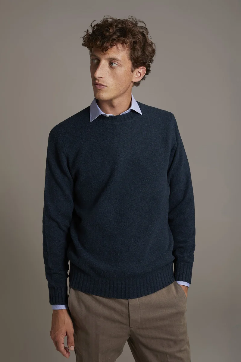 دوبل غانغر Lambswool blend round neck sweater - Petrol