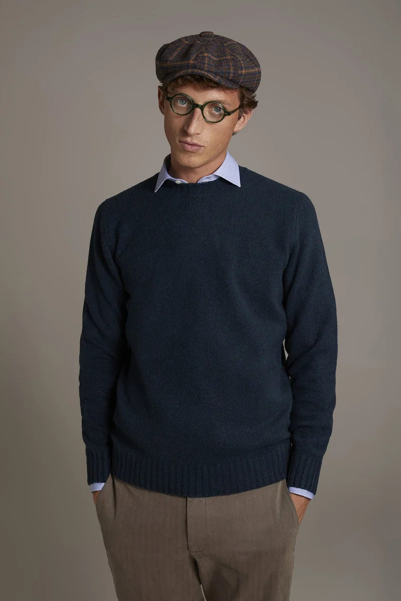 دوبل غانغر Lambswool blend round neck sweater - Petrol