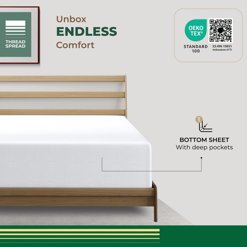 THREAD SPREAD 100% Organic Cotton Percale Weave Fitted Sheet Queen Size, White, 1 Deep Pocket Queen Fitted Sheet, Fits Mattress Upto 16" Crisp and Cool Bed Linen, Luxury GOTS Certified Sheets - Image 3