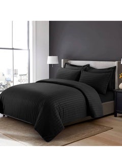 MAXQON 6-Piece Duvet Cover Set – Includes 1 Duvet Cover, 1 Fitted Sheet & 4 Pillowcases – King/Queen/Single Sizes, Color Black  - Image 2