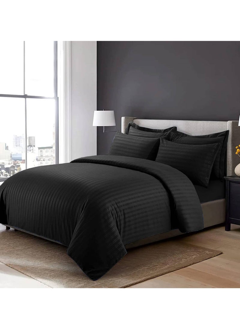 MAXQON 6-Piece Duvet Cover Set – Includes 1 Duvet Cover, 1 Fitted Sheet & 4 Pillowcases – King/Queen/Single Sizes, Color Black  - Image 2