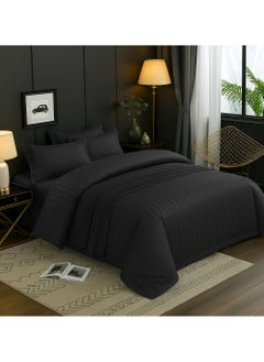 MAXQON 6-Piece Duvet Cover Set – Includes 1 Duvet Cover, 1 Fitted Sheet & 4 Pillowcases – King/Queen/Single Sizes, Color Black  - Image 3