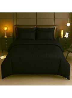 MAXQON 6-Piece Duvet Cover Set – Includes 1 Duvet Cover, 1 Fitted Sheet & 4 Pillowcases – King/Queen/Single Sizes, Color Black  - Image 1