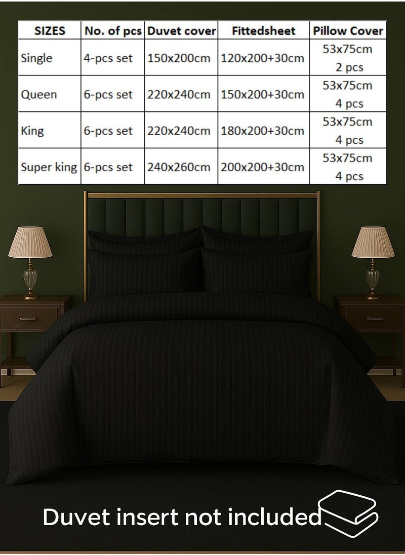 MAXQON 6-Piece Duvet Cover Set – Includes 1 Duvet Cover, 1 Fitted Sheet & 4 Pillowcases – King/Queen/Single Sizes, Color Black  - Image 4