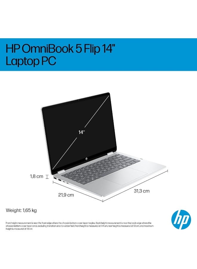 HP Omnibook 5 Flip 14-FP0018NE / Intel Core 7 150U / 16GB RAM /512GB SSD / 14" 2K Display / Integrated Graphics / Windows 11 Home silver - Image 4