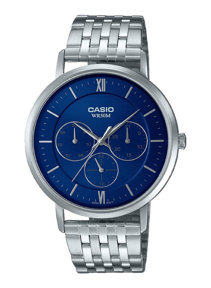 CASIO ساعة يد دائرية تناظرية مقاومة للماء بسوار من الفولاذ المقاوم للصدأ MTP-B300D-2AVDF - Image 1