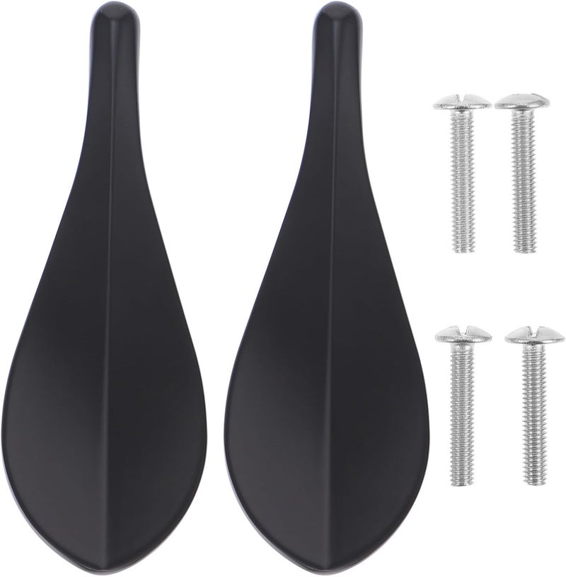 FUOYLOO Leaf Shaped Cabinet Handle and Drawer Pull, Zinc Alloy 2pcs Set 32mm Hole Spacing, Black Finish, Suitable for Cabinet Doors and Furniture Drawers in Home and Office - Image 1